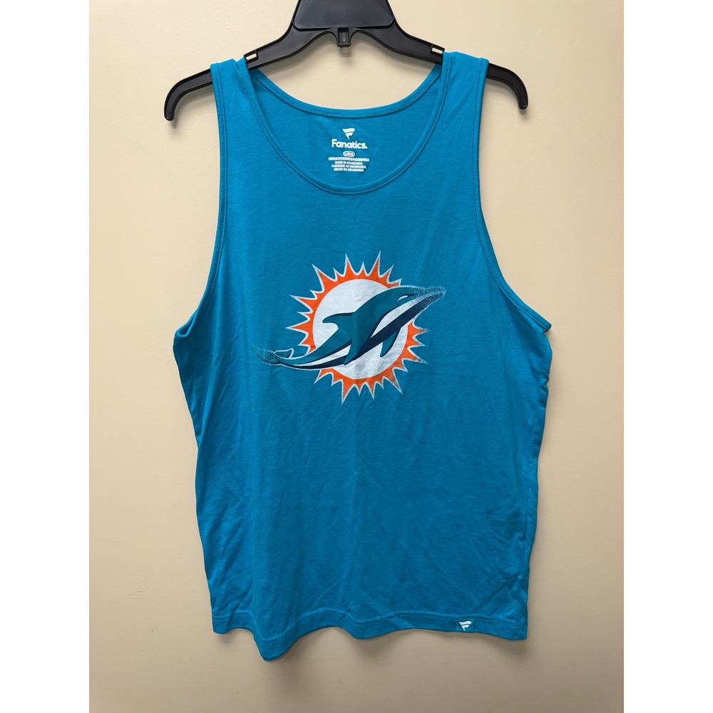 Fanatics Miami Dolphins Mens Large Aqua  NFL Graphic Tank Top Sleeveless Shirt